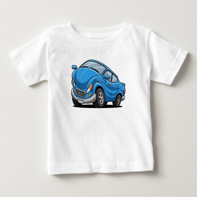 T-shirt Pour Bébé Blue Cartoon Car (Devant)
