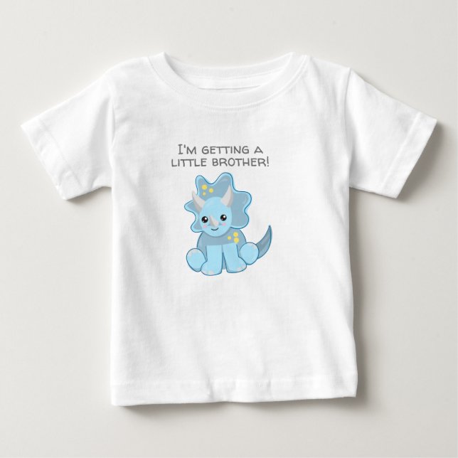 T-shirt Pour Bébé Blue Dinosaur Obtenir un petit frère (Devant)