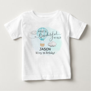T-shirt Pour Bébé Blue Hot Air Balloon Boy Premier anniversaire