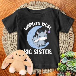 T-shirt Pour Bébé Blue Moon Zebra 🦓 Meilleure Grande Sœur du Monde 