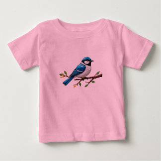 T-shirt Pour Bébé Blue Songbird on Branch Illustration