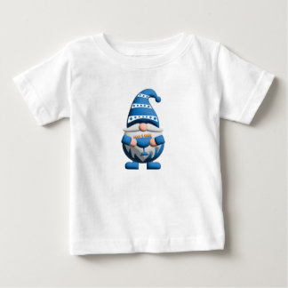 T-shirt Pour Bébé Blue White Hanukkah Gnome holding Menorah