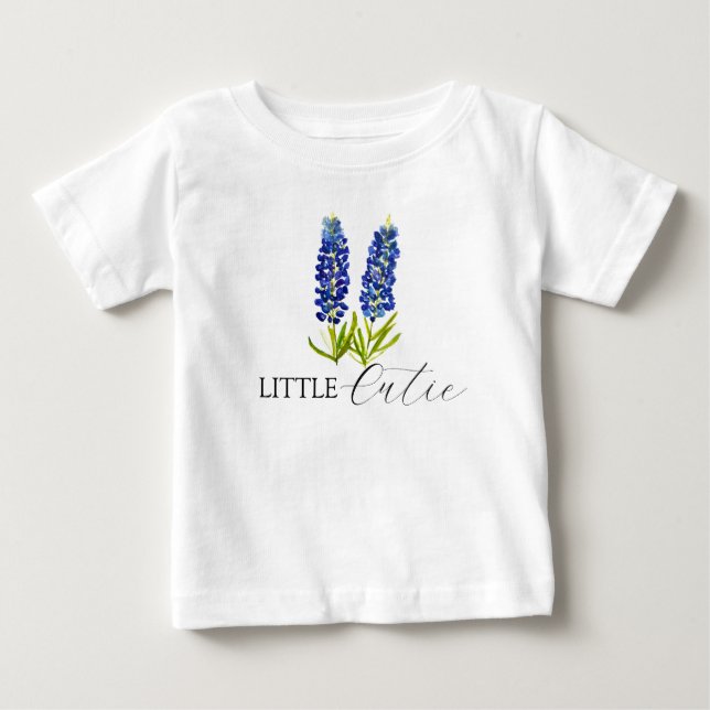T-shirt Pour Bébé Bluebonnets Texas aquarelle Floral Baby (Devant)