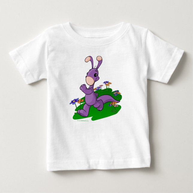 T-shirt Pour Bébé Blumaroo pourpre défilant à travers l'île de Roo (Devant)
