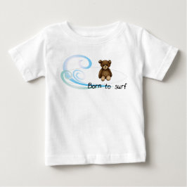 T-shirt Pour Bébé Body blanc bébé "Born to surf", vagues et nounours