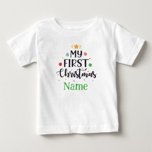 T-shirt Pour Bébé Body personnalisé Mon premier Noël Bébé adorable (Devant)