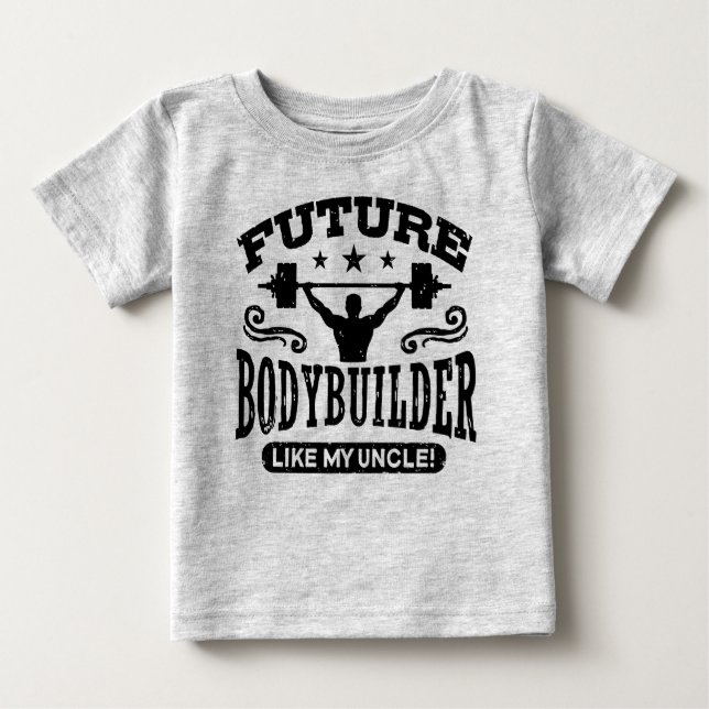 T-shirt Pour Bébé Bodybuilder Comme Mon Oncle (Devant)