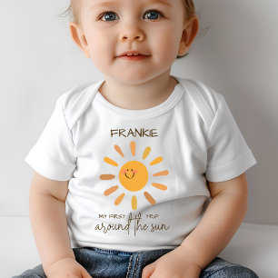 T-shirt Pour Bébé Boho Eté Premier Voyage Autour Du Soleil Anniversa