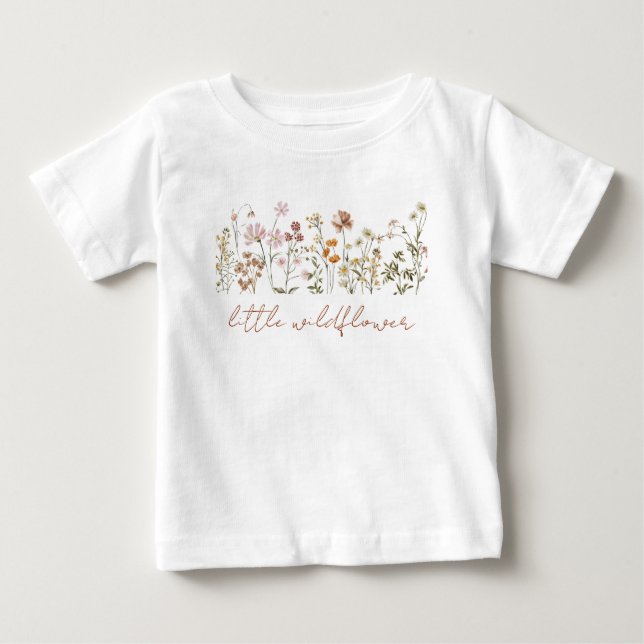 T-shirt Pour Bébé Boho Little Fleur sauvage 1er anniversaire bébé (Devant)