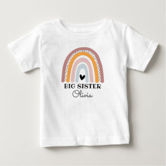 T-shirt Pour Bébé Boho personnalisé Rainbow Big Sister