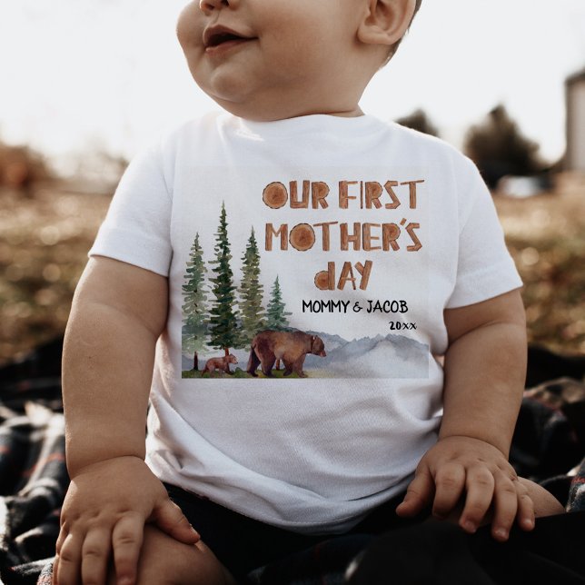 T-shirt Pour Bébé Bois personnalisé 1ère Fête des Mères (Créateur téléchargé)