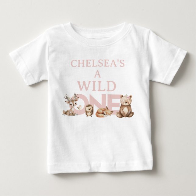 T-shirt Pour Bébé Bois rose sauvage Un 1er anniversaire (Devant)