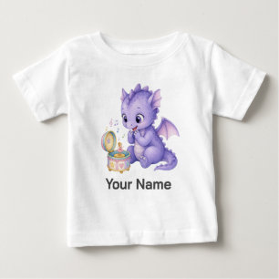 T-shirt Pour Bébé Boîte à musique personnalisée de bébé dragon viole