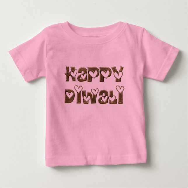 T-shirt Pour Bébé Bon Diwali Saluant Coeur mignon Typographie (Devant)