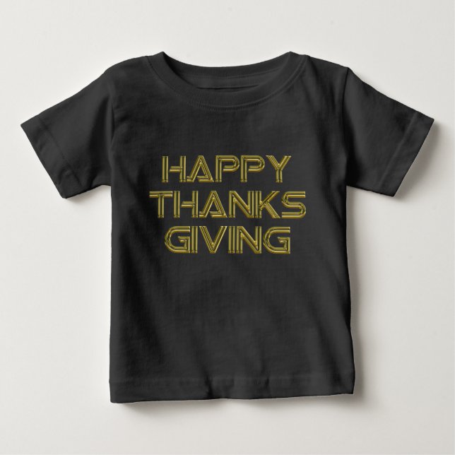 T-shirt Pour Bébé Bon thanksgiving Gold Typographie Blanc Élégant (Devant)