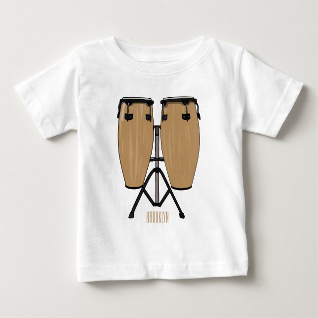 T-shirt Pour Bébé Bongo, dessin animé de batterie (Devant)