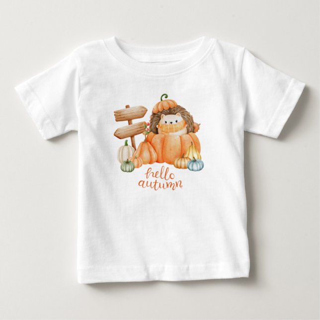 T-shirt Pour Bébé Bonjour automne (Devant)