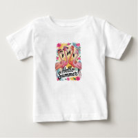 Bonjour Été Mignon Flamant Rose Vacances Tropicale