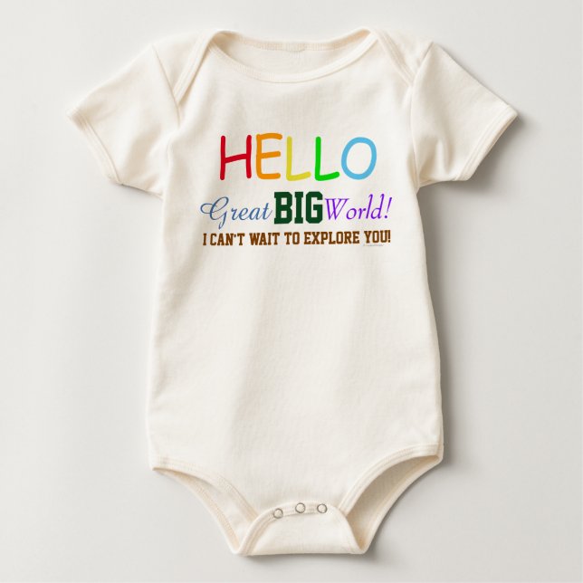 T-shirt Pour Bébé Bonjour Grand Grand Monde mignonne Baby Chemise bi (Devant)
