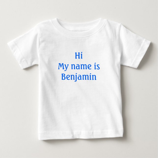 T-shirt Pour Bébé Bonjour, Je m'appelle Benjamin (Devant)