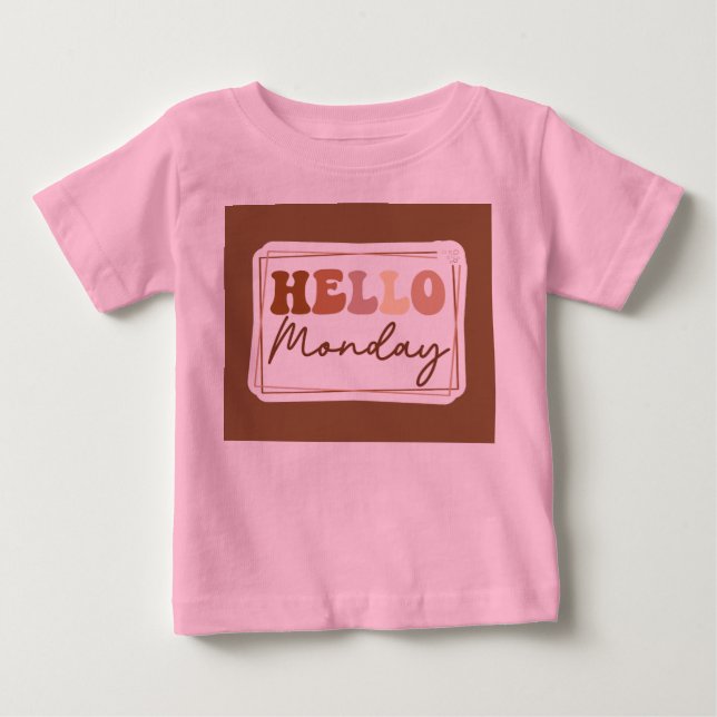 T-shirt Pour Bébé bonjour lundiToddler rose (Devant)