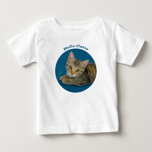 T-shirt Pour Bébé Bonjour mignonne - mignonne chaton (Devant)