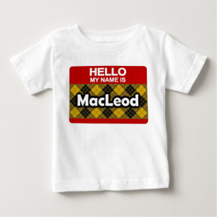 T-shirt Pour Bébé Bonjour Mon nom est MacLeod Scottish Clan Tartan
