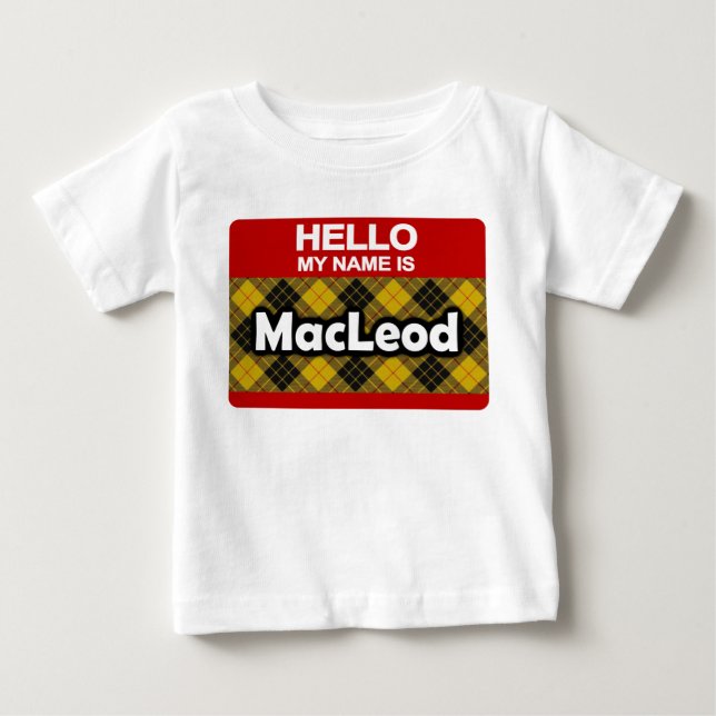 T-shirt Pour Bébé Bonjour Mon nom est MacLeod Scottish Clan Tartan (Devant)