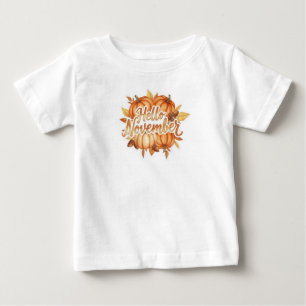 T-shirt Pour Bébé Bonjour novembre - Conception automnale cosy