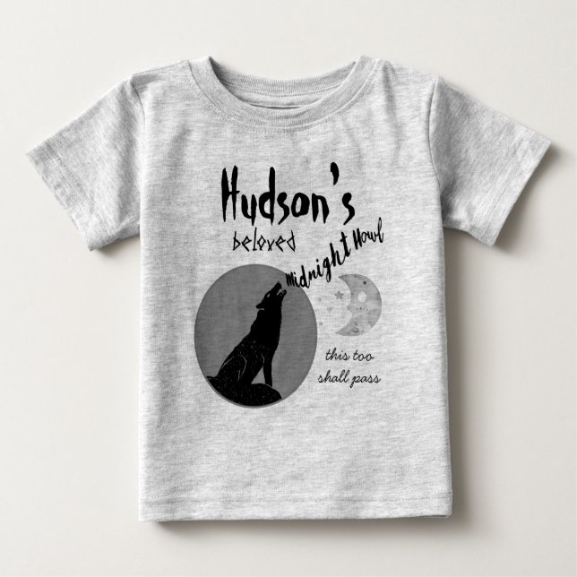 T-shirt Pour Bébé Bonjour personnalisé de minuit, Cela aussi passera (Devant)