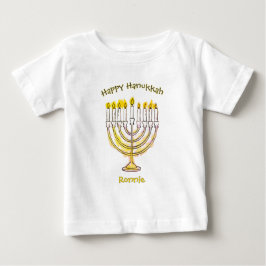 T-shirt Pour Bébé Bonne Hanoukka aquarelle brillante Menorah