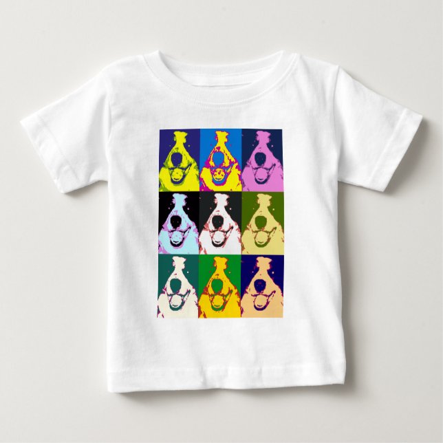T-shirt Pour Bébé Bordure Collie Pop Art (Devant)