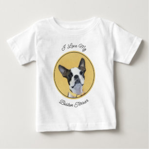 T-shirt Pour Bébé Boston Terrier Peinture - Cute Original Chien Art