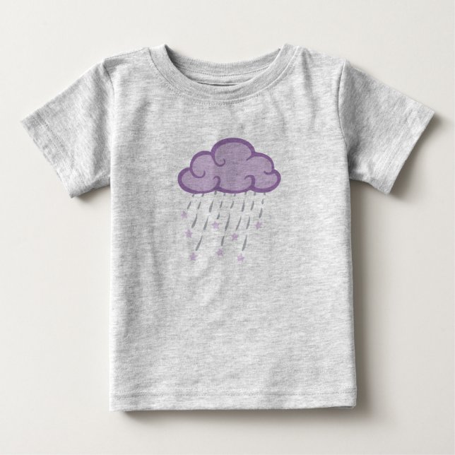 T-shirt Pour Bébé Boucles Violettes Nuage De Pluie Avec Étoiles Tomb (Devant)