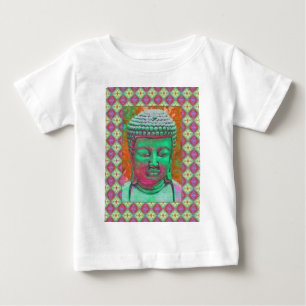 T-shirt Pour Bébé Bouddha Pop avec des bordures en Patchwork en vert