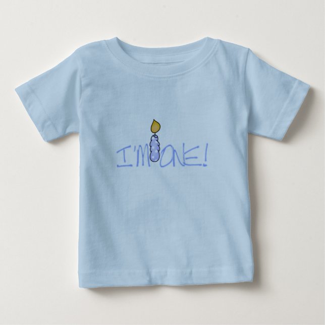 T-shirt Pour Bébé Bougie bleue je suis d'un anniversaire (Devant)