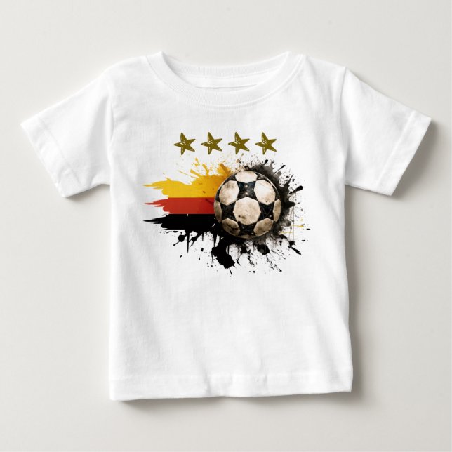 T-shirt Pour Bébé Boule de football avec drapeau allemand et quatre  (Devant)