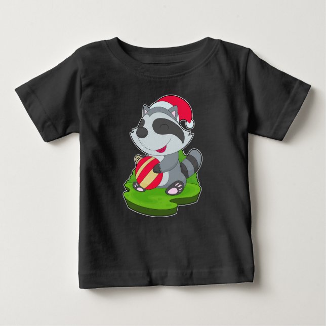 T-shirt Pour Bébé Boule de Noël Racoon (Devant)