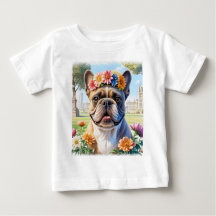 Bouledogue français Couronne de fleurs Fête des mè