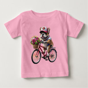 T-shirt Pour Bébé Bouledogue français vélo French Bulldog
