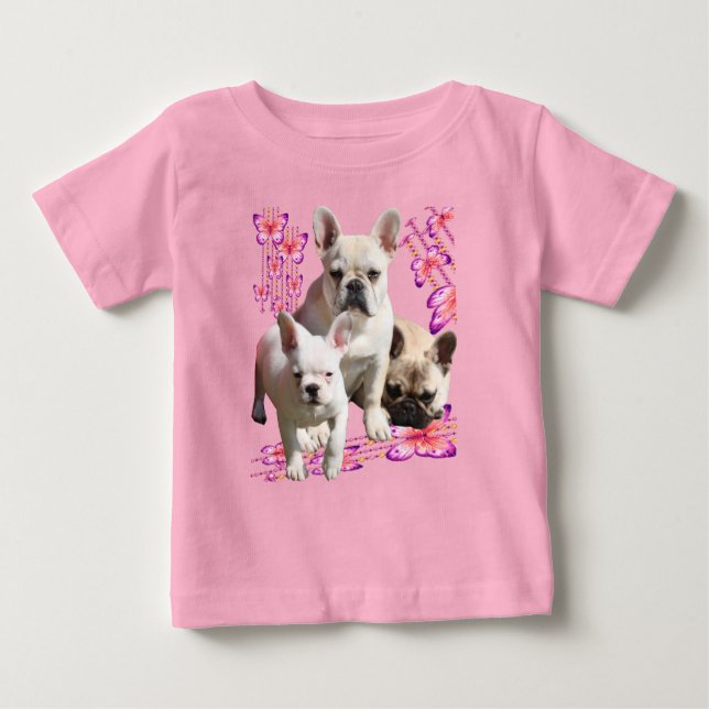 T-shirt Pour Bébé Bouledogues français Jour de papillon (Devant)