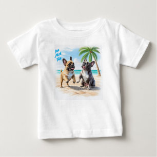 T-shirt Pour Bébé Bouledogues français Plage Bouledogue Français