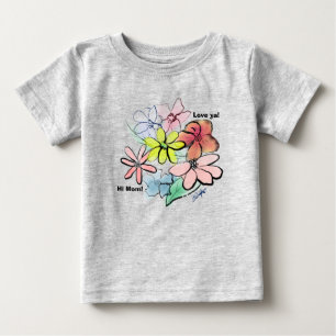 T-shirt Pour Bébé Bouquet de fleurs fleuri mignon de fille