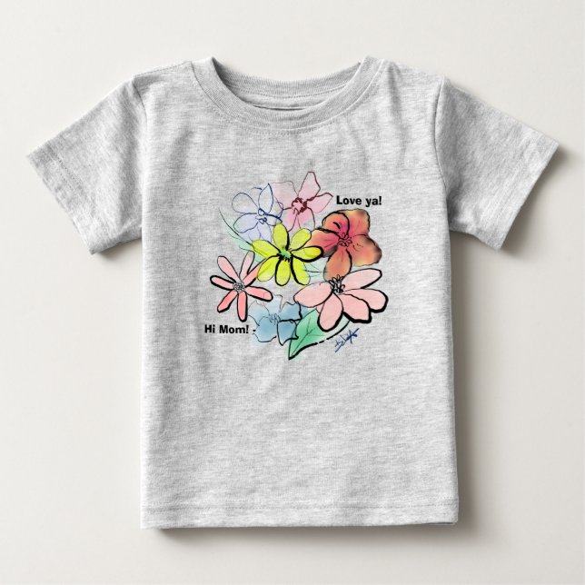 T-shirt Pour Bébé Bouquet Floral Mignon de Fille (Devant)