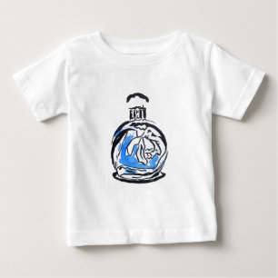 T-shirt Pour Bébé Bouteille de parfum d'illustration de mode bleue