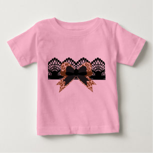T-shirt Pour Bébé Bow Léopard Brown et Tutu Rose Lace Noire