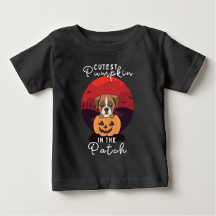 T-shirt Pour Bébé Boxer En Chiens Citrouilles Citrouille Cutest Dans