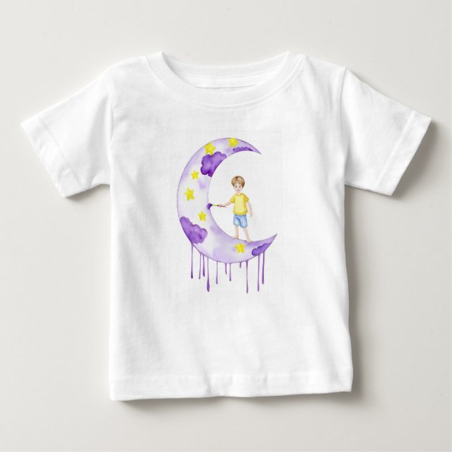 T-shirt Pour Bébé Boy Painting Crescent Moon  (Devant)