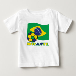 T-shirt Pour Bébé Brasileiro Futebol e Bandeira Brasil en portugais