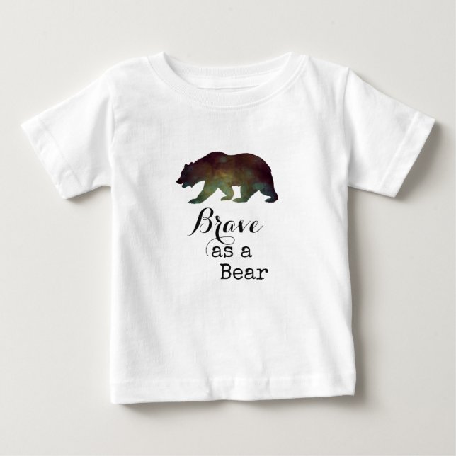 T-shirt Pour Bébé Brave comme l'ours aquarelle typographie (Devant)